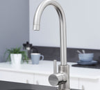 Elera Single Lever Swan Neck Mono Bloc Tap - Brushed Nickel