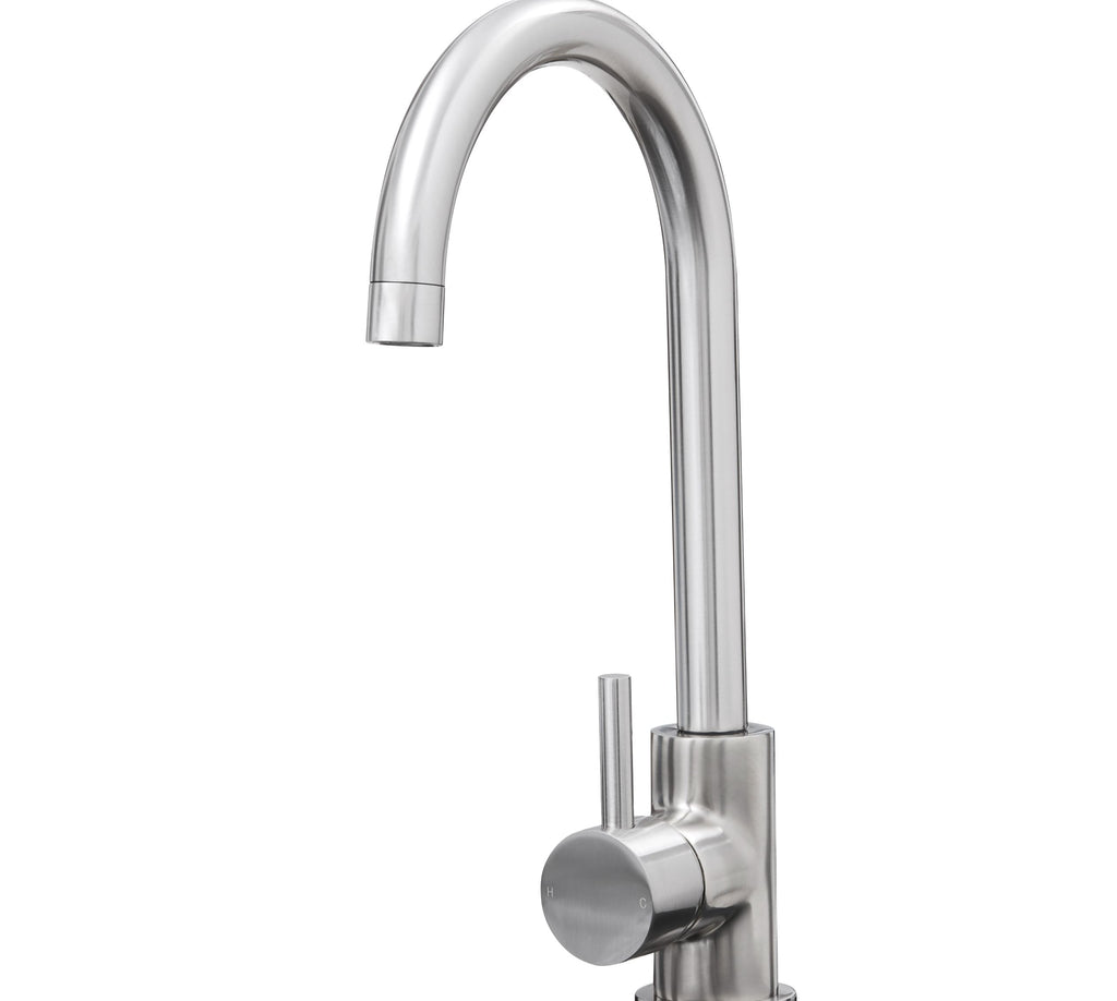 Elera Single Lever Swan Neck Mono Bloc Tap - Brushed Nickel