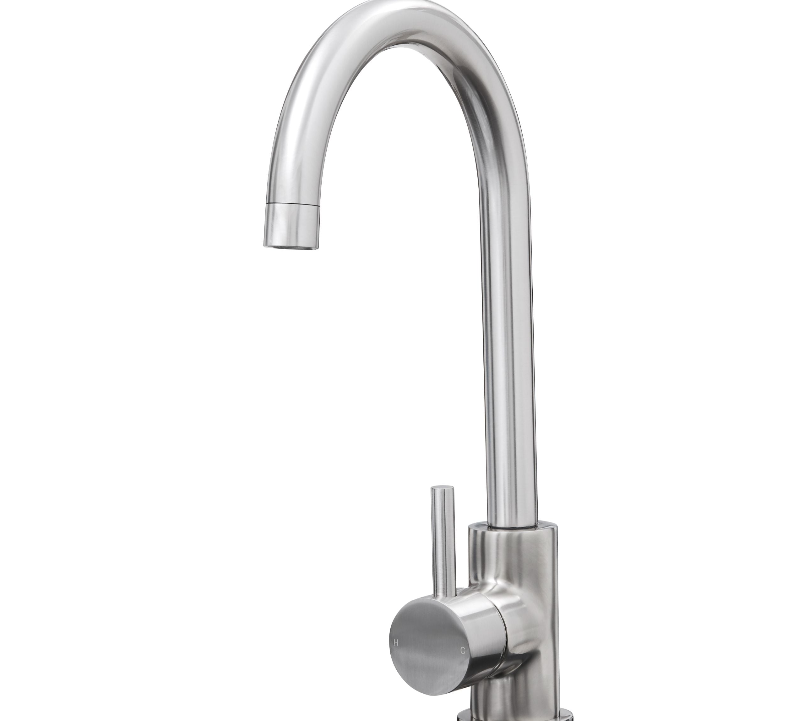 Elera Single Lever Swan Neck Mono Bloc Tap - Brushed Nickel