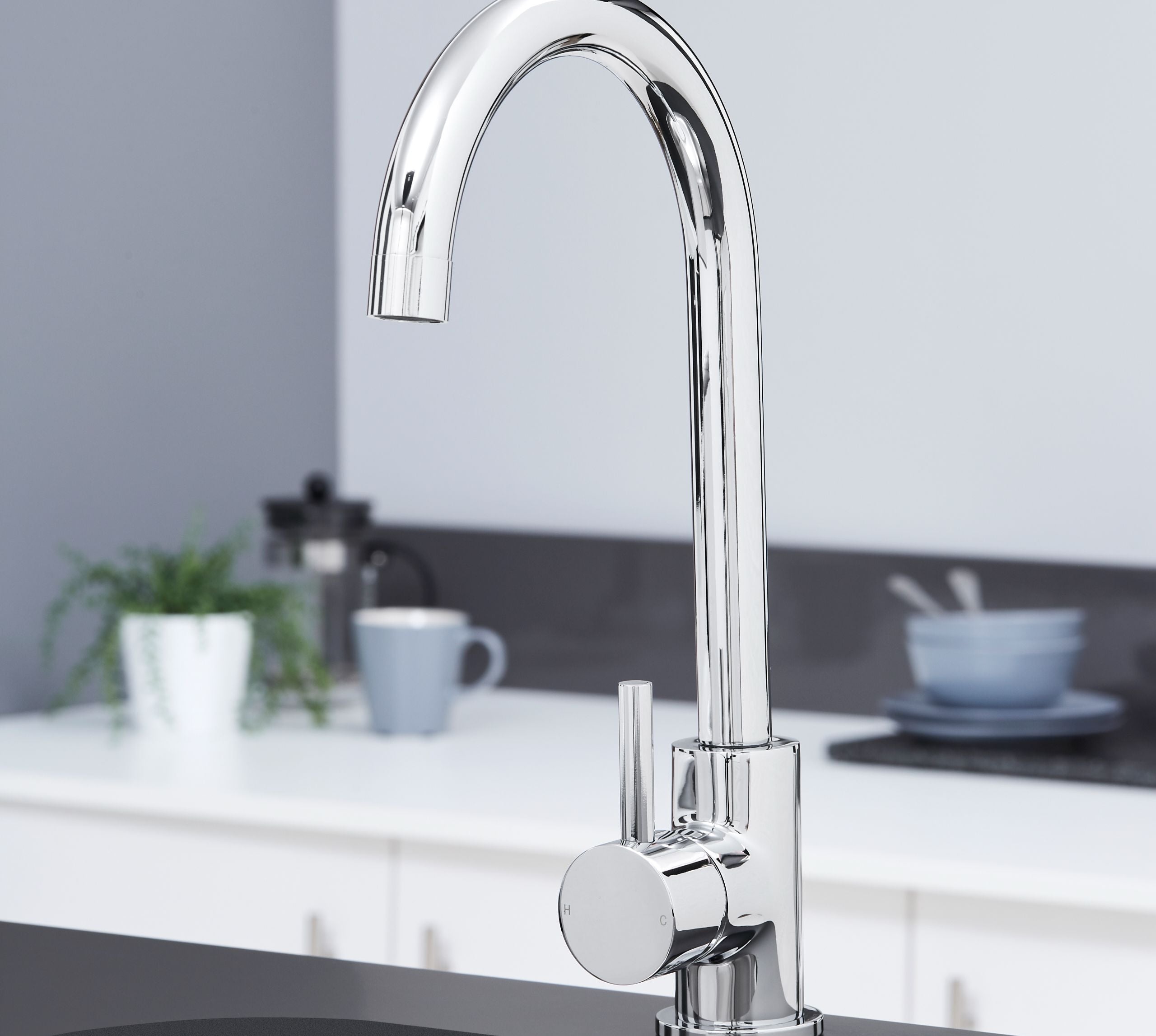 Elera Single Lever Swan Neck Mono Bloc Tap - Chrome