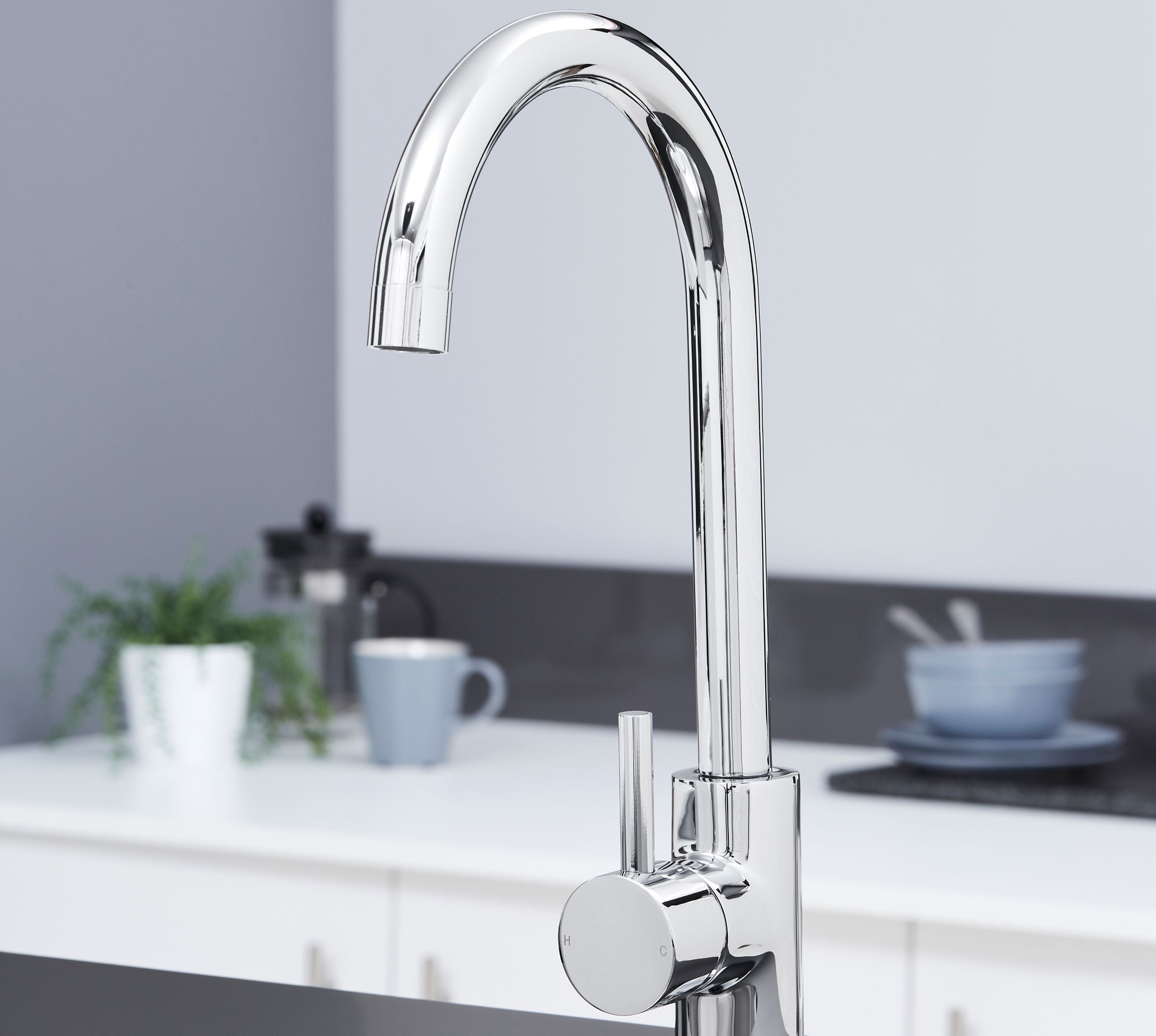Elera Single Lever Swan Neck Mono Bloc Tap - Chrome