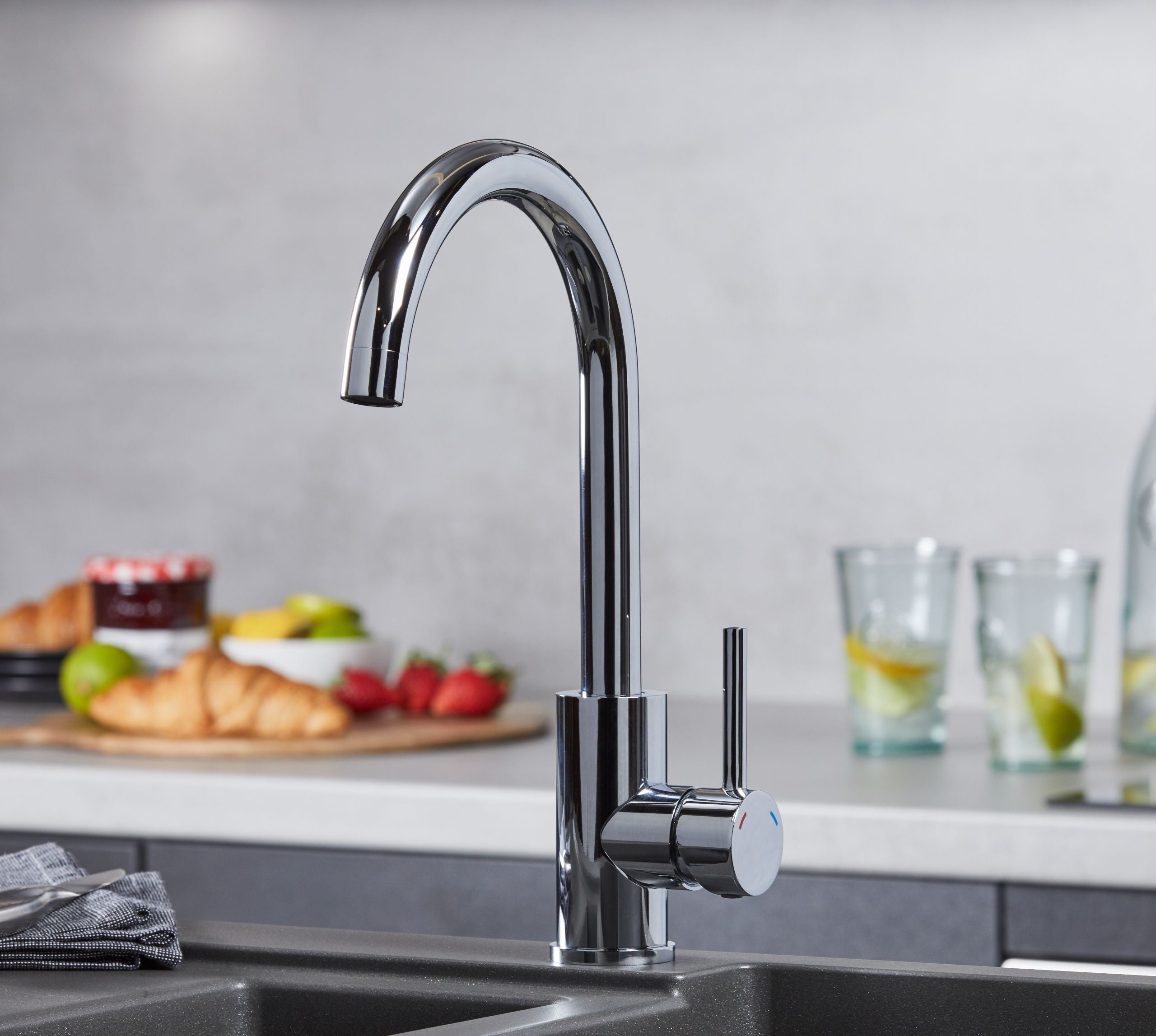 Elera Single Lever Swan Neck Mono Bloc Tap - Chrome