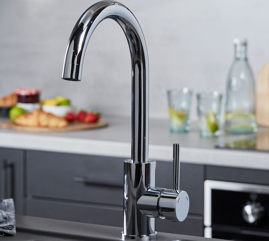 Elera Single Lever Swan Neck Mono Bloc Tap - Chrome