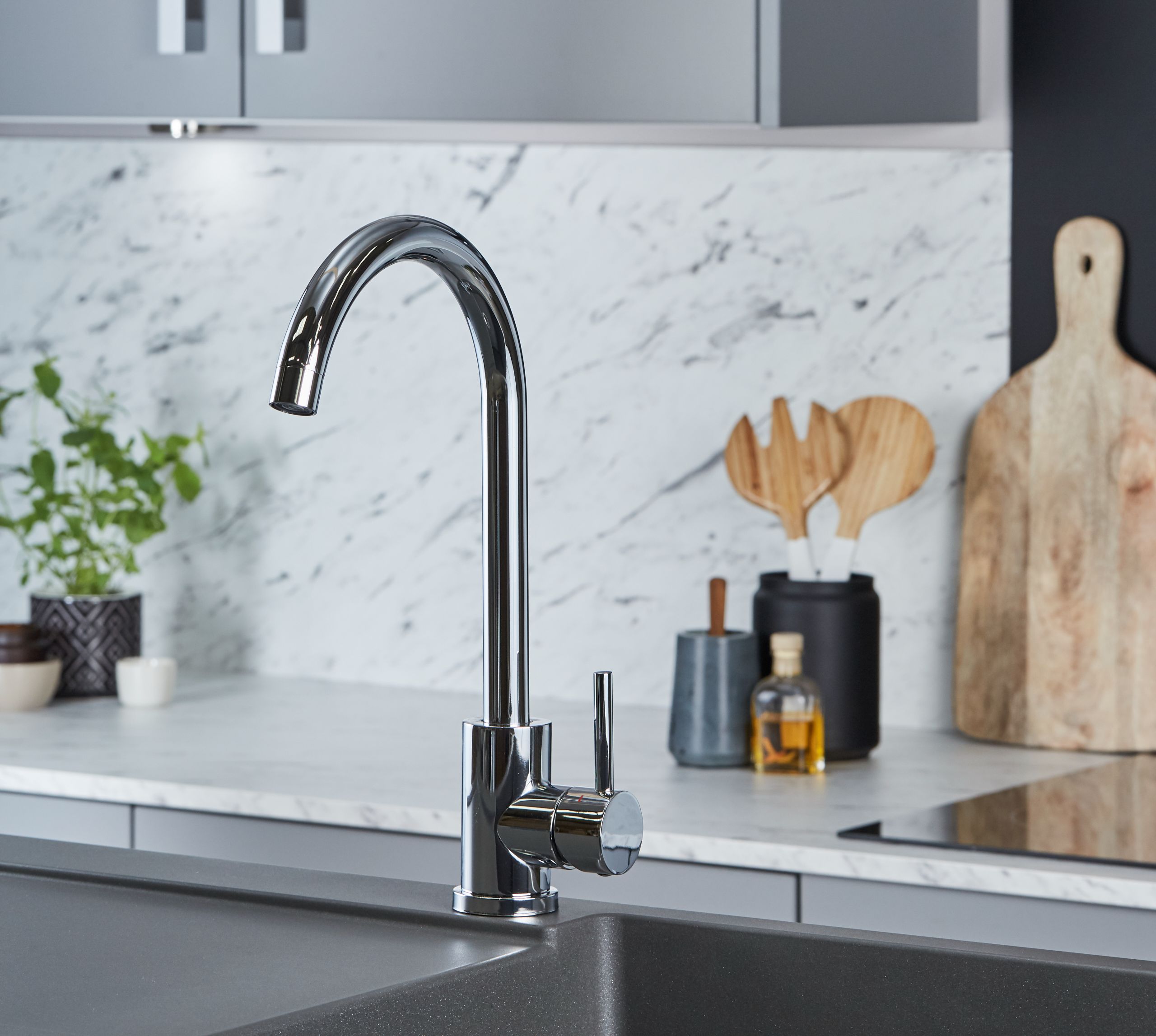 Elera Single Lever Swan Neck Mono Bloc Tap - Chrome