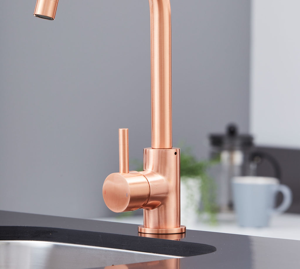 Elera Single Lever Swan Neck Mono Bloc Tap - Copper