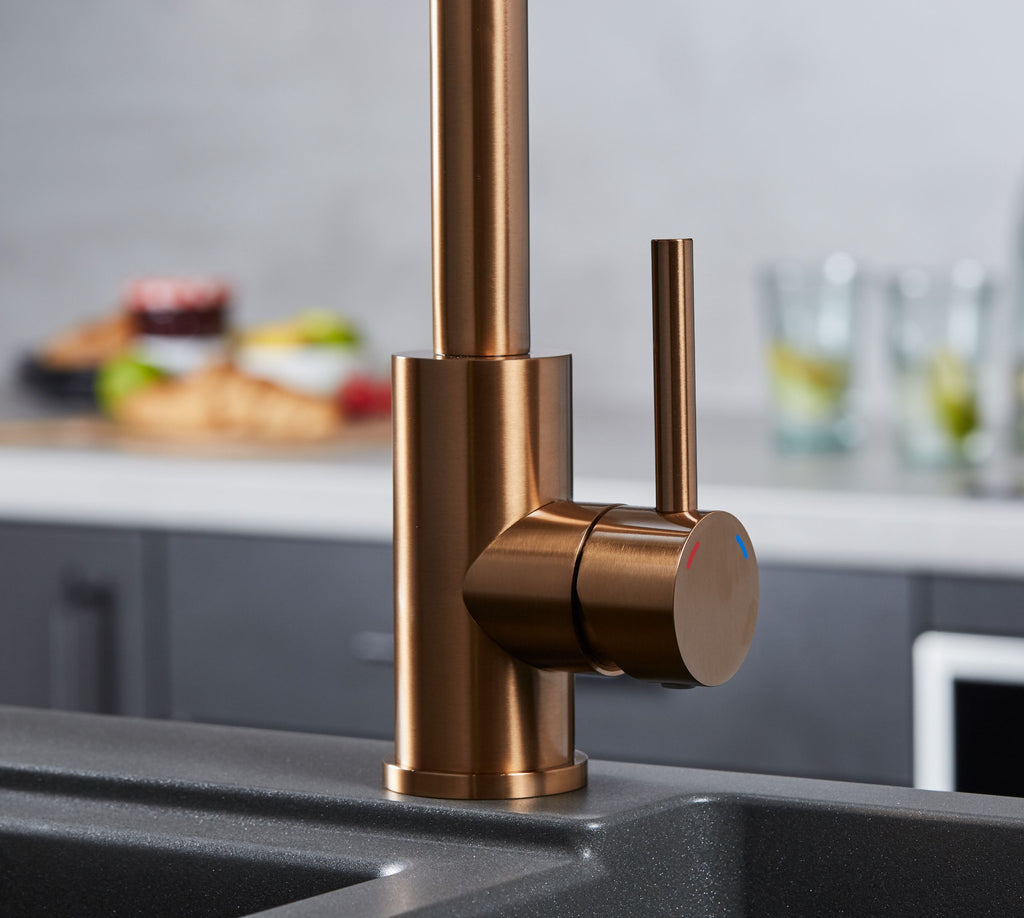 Elera Single Lever Swan Neck Mono Bloc Tap - Copper