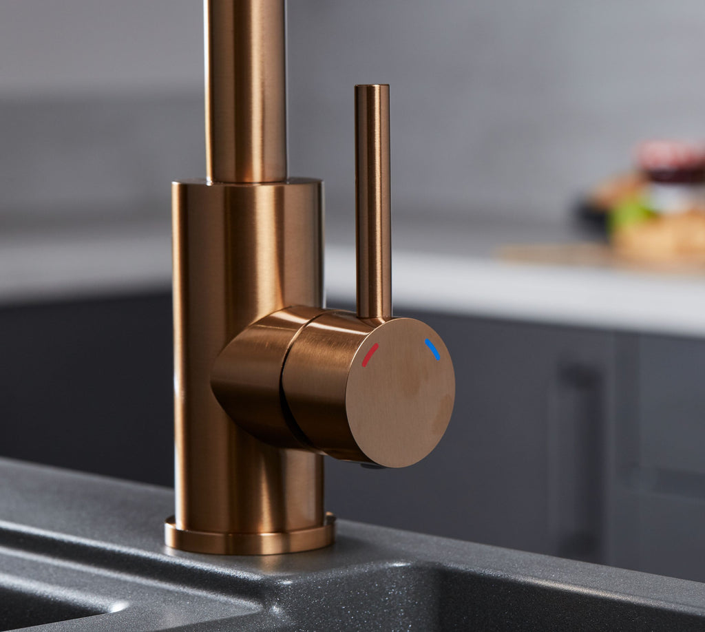 Elera Single Lever Swan Neck Mono Bloc Tap - Copper