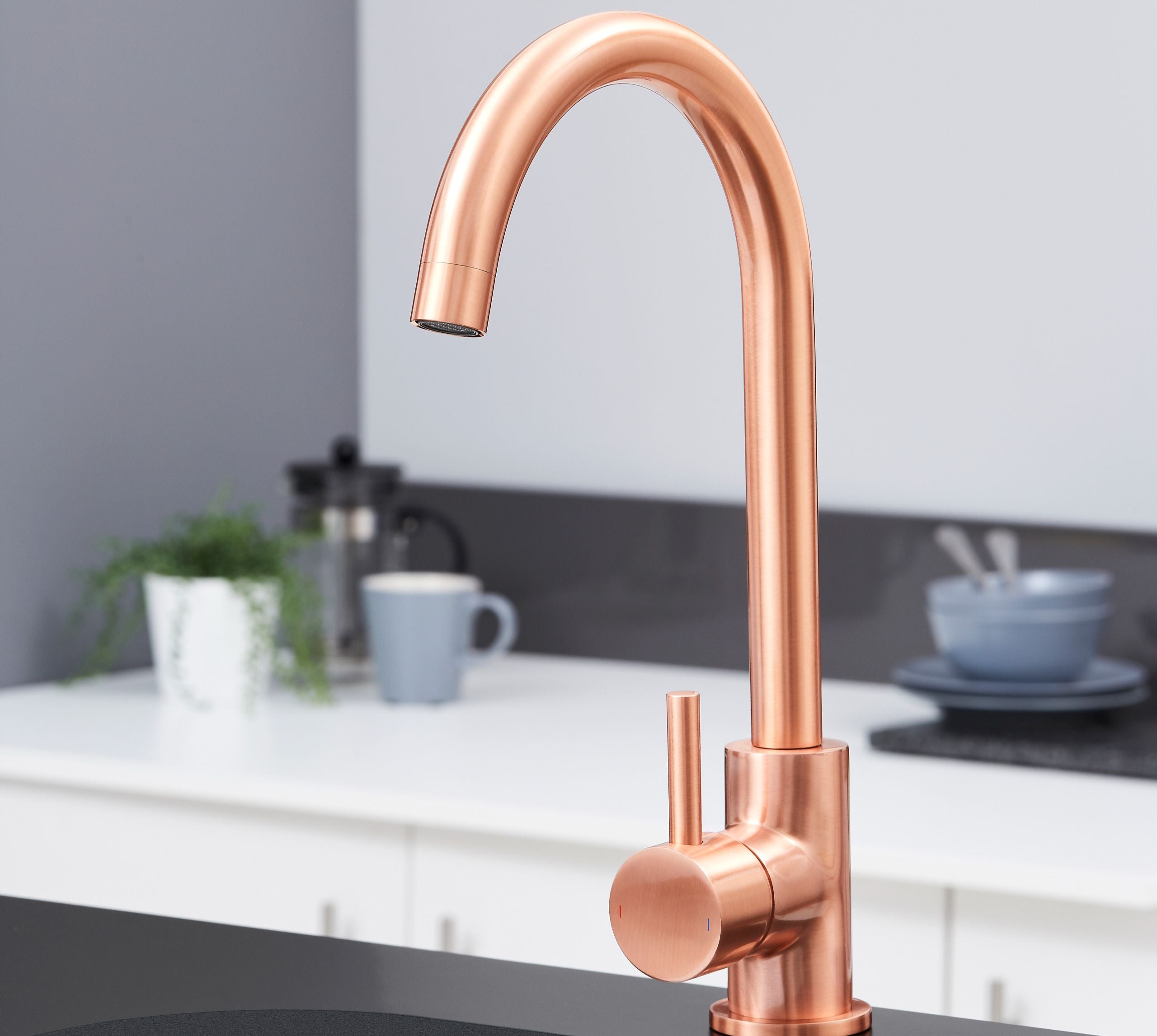 Elera Single Lever Swan Neck Mono Bloc Tap - Copper