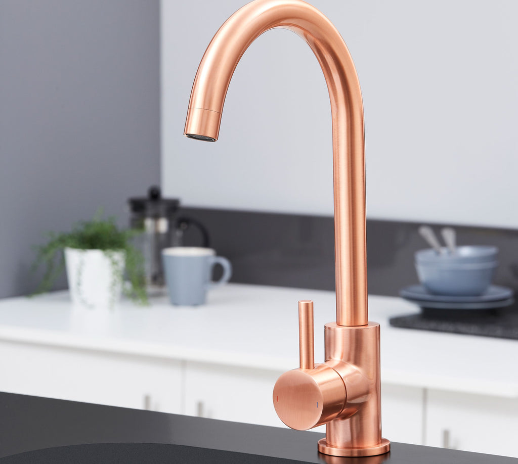 Elera Single Lever Swan Neck Mono Bloc Tap - Copper
