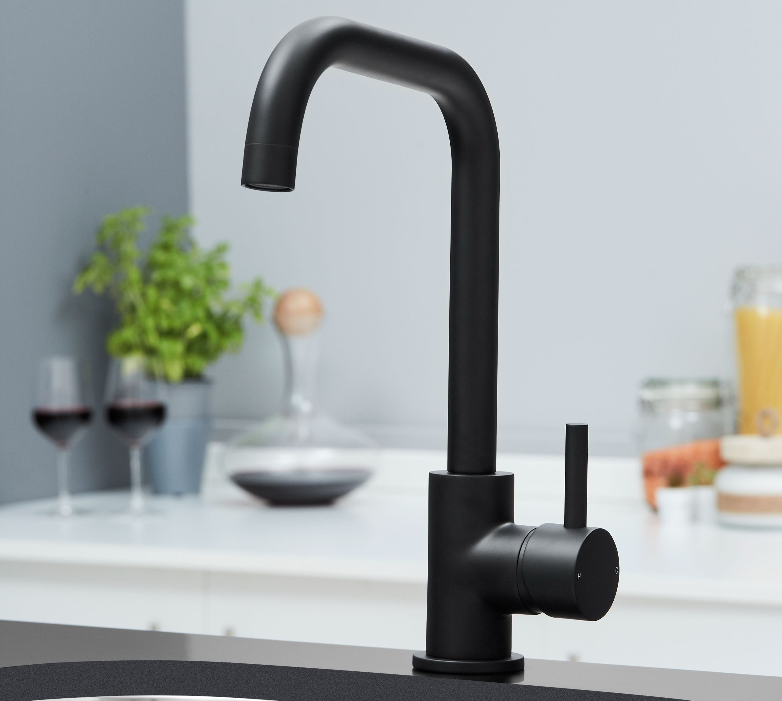 Elera D Single Lever D Shaped Mono Bloc Tap - Matt Black