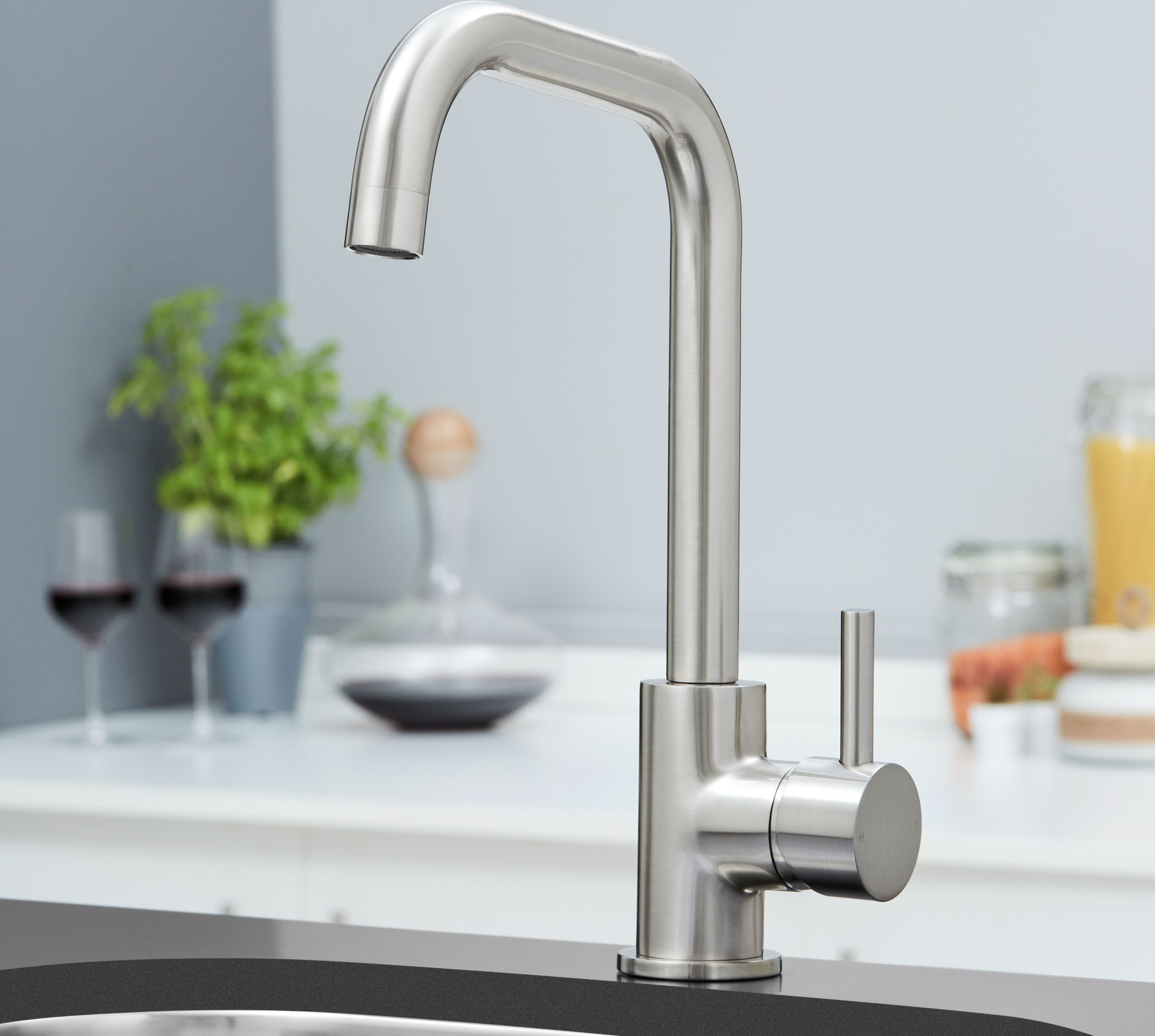 Elera D Single Lever D Shaped Mono Bloc Tap - Brushed Nickel