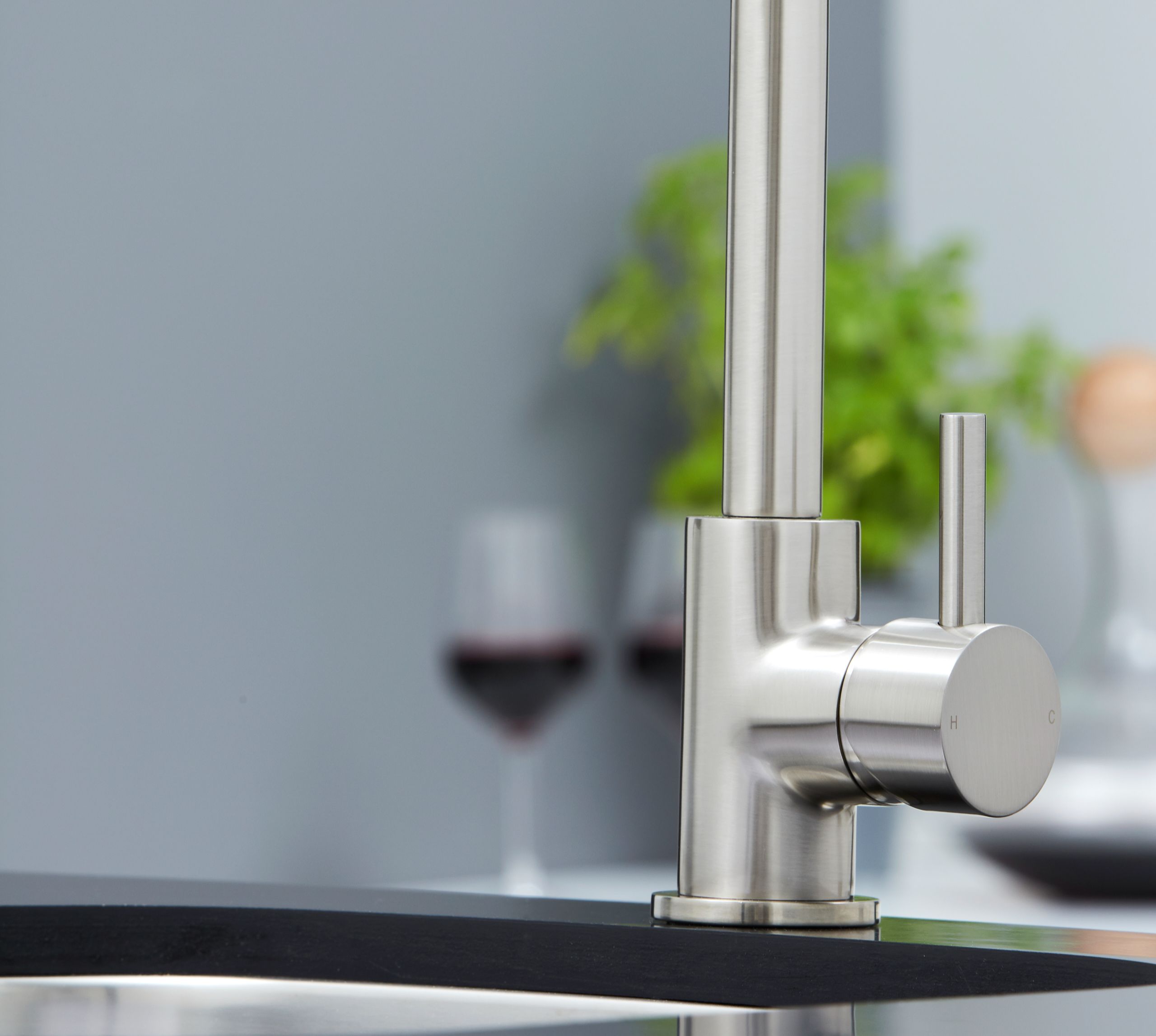 Elera D Single Lever D Shaped Mono Bloc Tap - Brushed Nickel