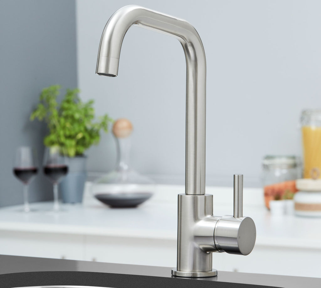 Elera D Single Lever D Shaped Mono Bloc Tap - Brushed Nickel
