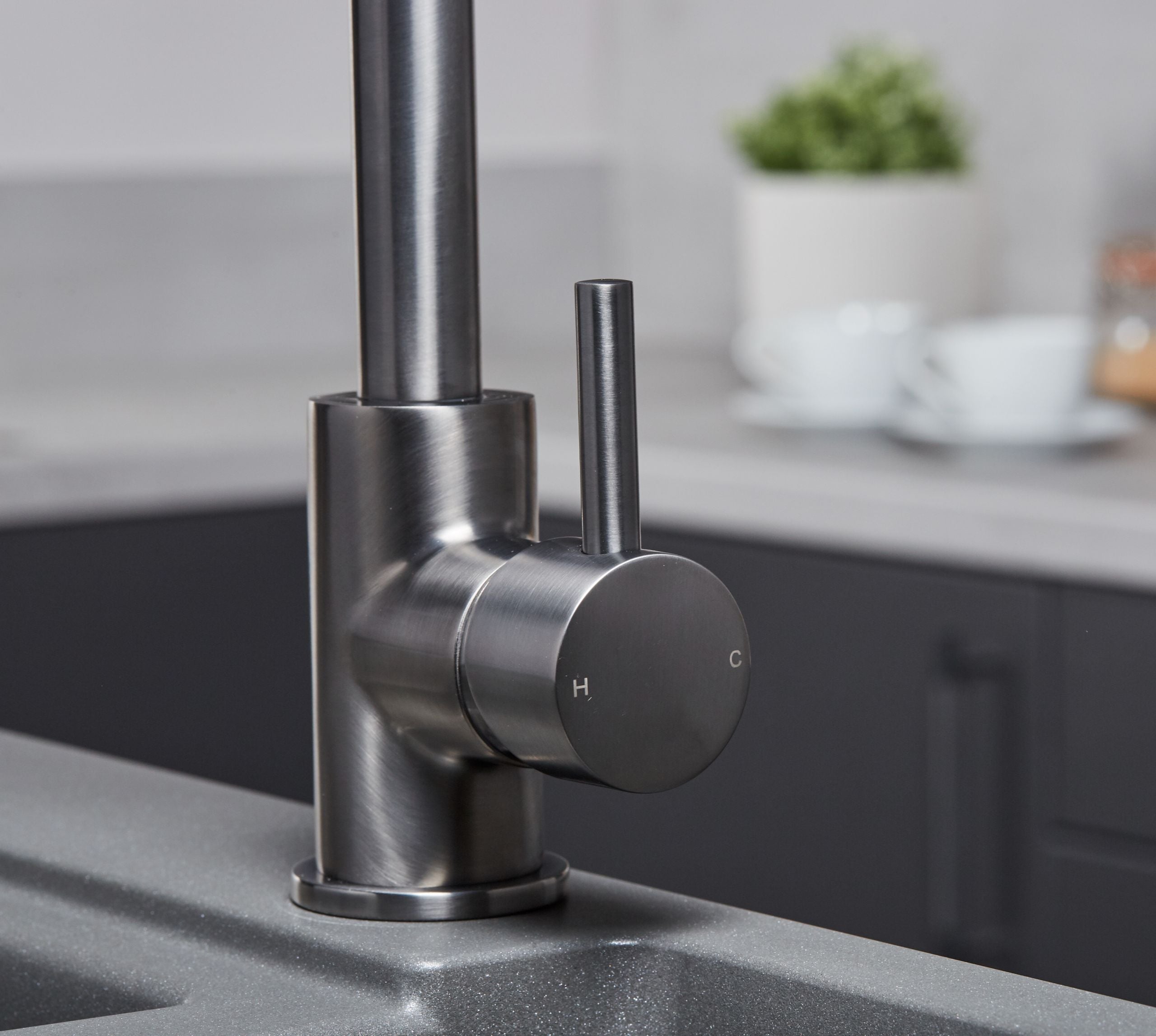 Elera Single Lever Swan Neck Mono Bloc Tap - Gun Metal