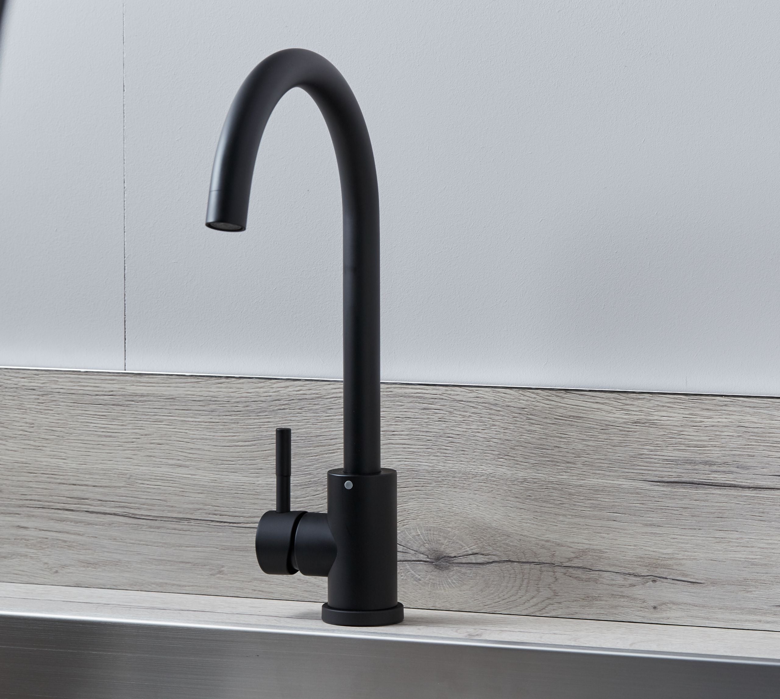 Elera Single lever Swan Neck Mono Bloc Tap - Matt Black