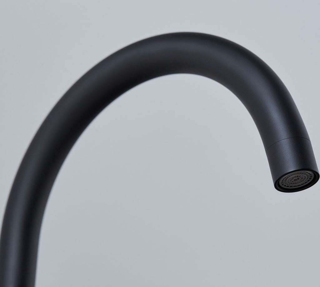 Elera Single lever Swan Neck Mono Bloc Tap - Matt Black