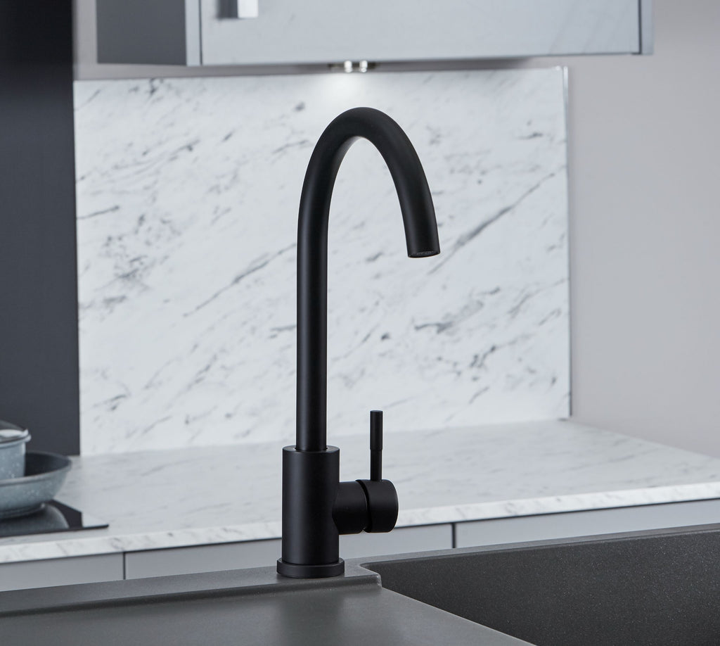 Elera Single lever Swan Neck Mono Bloc Tap - Matt Black