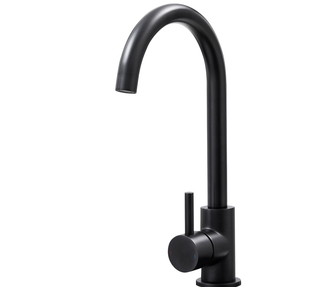 Elera Single lever Swan Neck Mono Bloc Tap - Matt Black