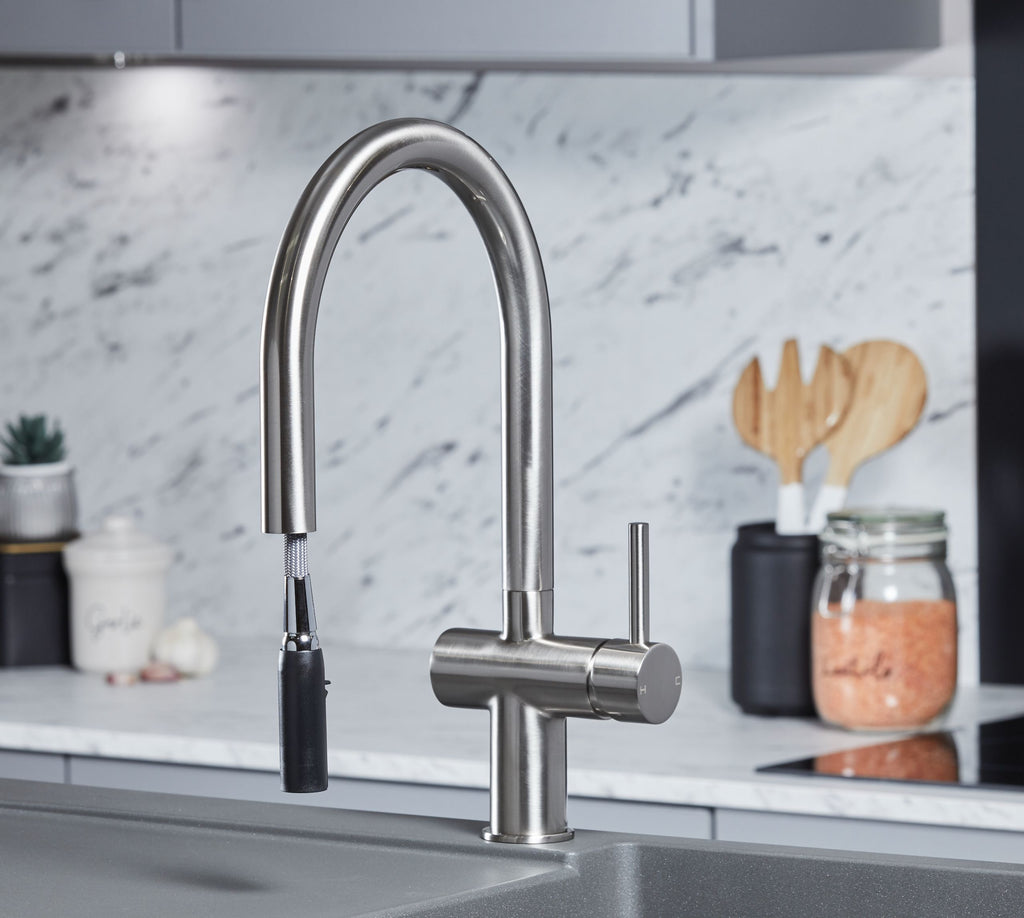 Rievaulx Pull Out Tap - Brushed Nickel