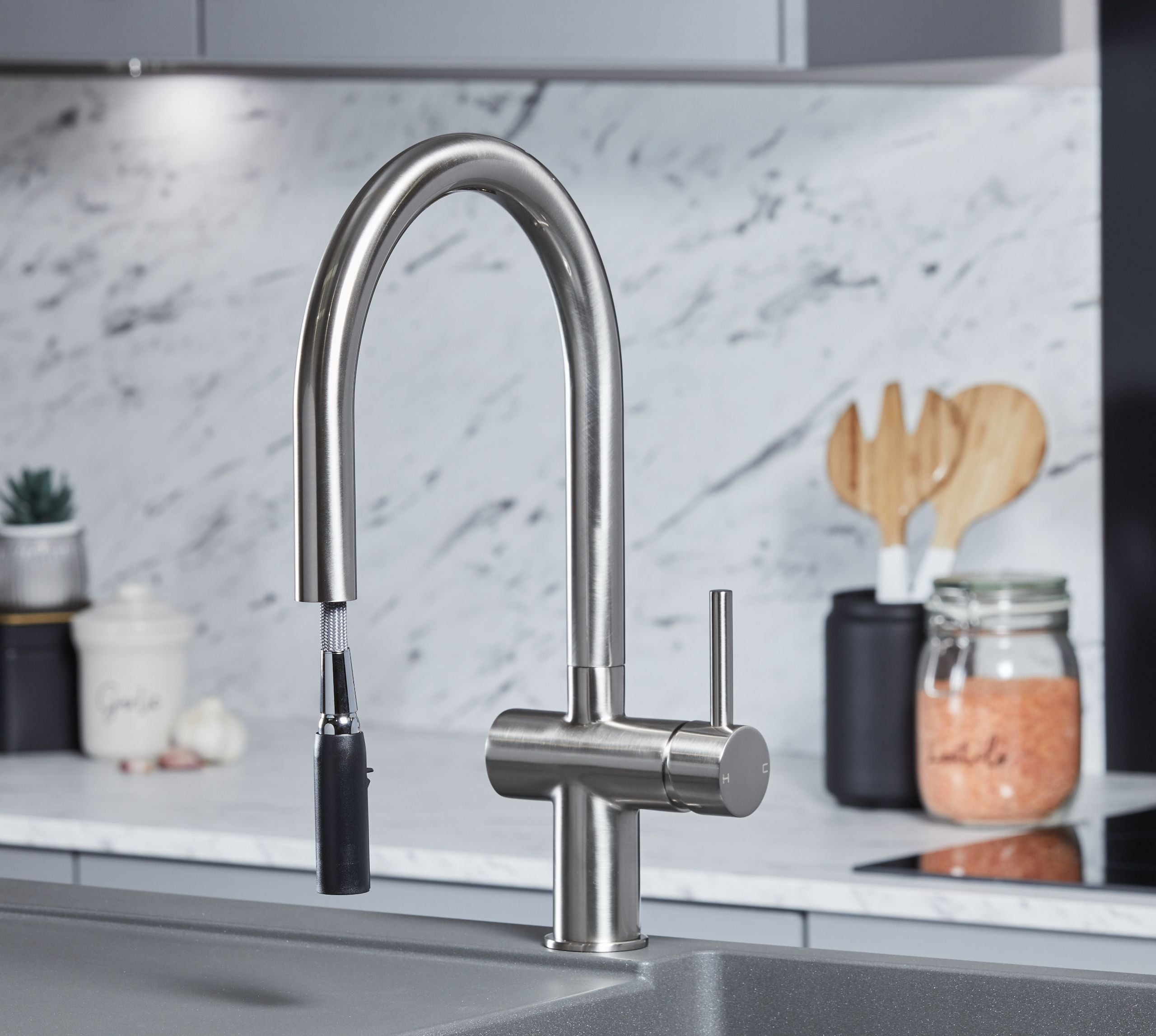 Rievaulx Pull Out Tap - Brushed Nickel