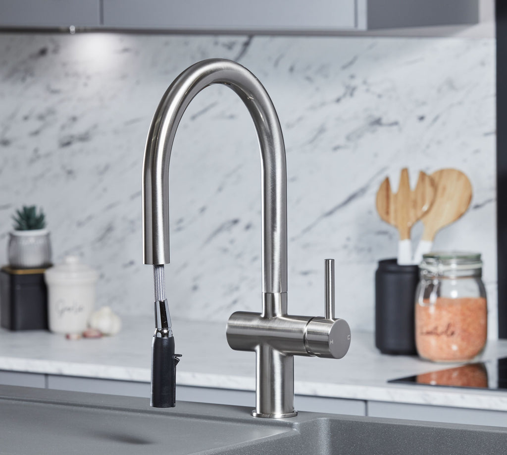Rievaulx Pull Out Tap - Brushed Nickel