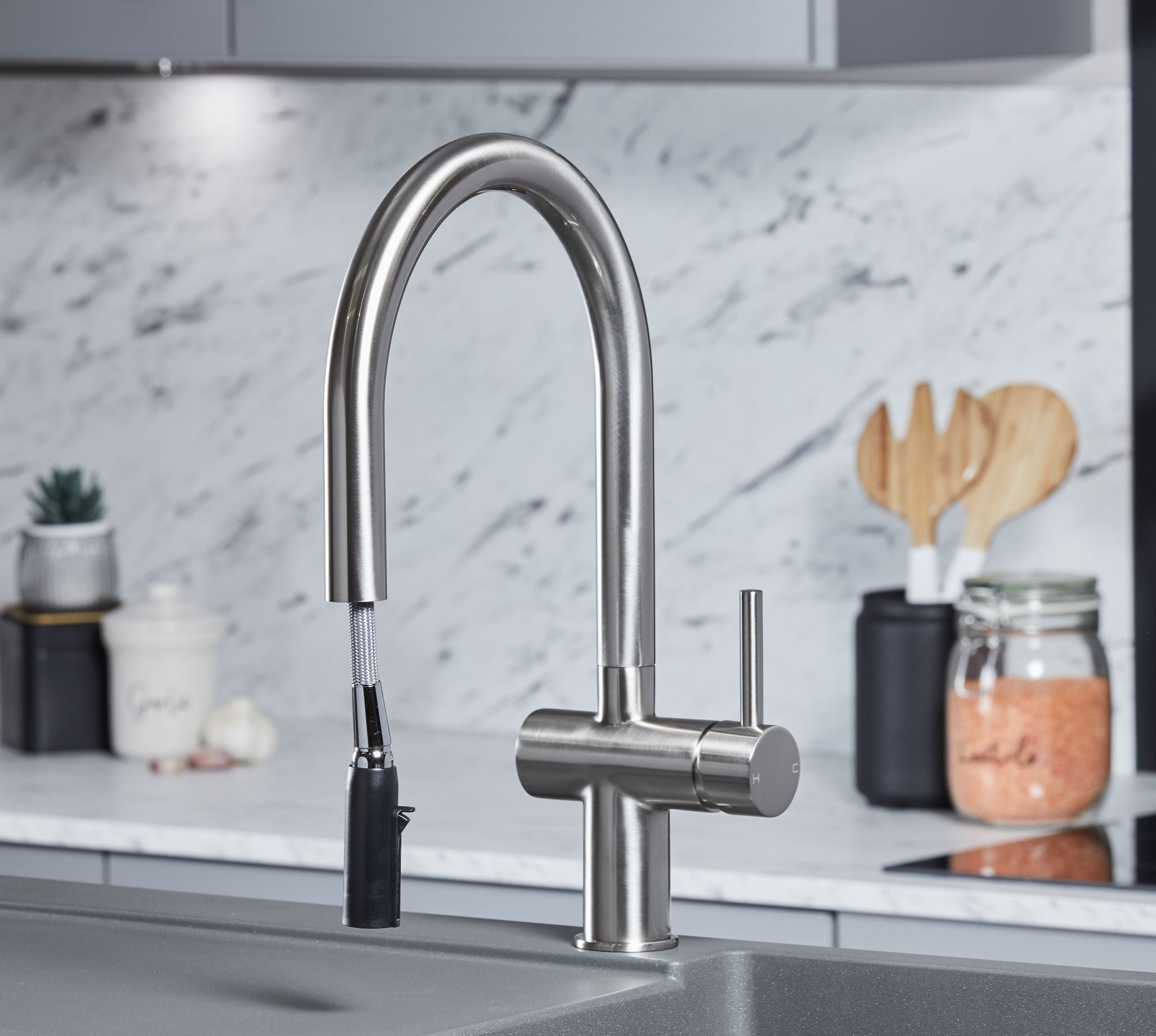 Rievaulx Pull Out Tap - Brushed Nickel