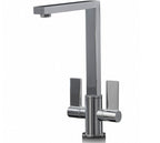 Ayton Mono Bloc with twin Flat Handles and Square spout - Gun Metal