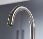 Imperial Twin Lever Traditional Style Swan Neck Mono Bloc Tap - Brushed Nickel with White Levers