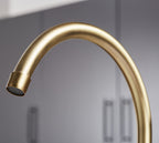 Traditional Bridge white ceramic lever sink mixer tap - Brushed Brass