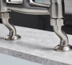 Traditional Bridge white ceramic lever sink mixer tap - Brushed Nickel