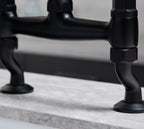 Traditional Bridge White ceramic lever sink mixer tap - Matt Black