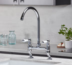 Traditional Bridge white cermaic levers sink mixer tap - Chrome