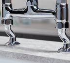 Traditional Bridge white cermaic levers sink mixer tap - Chrome