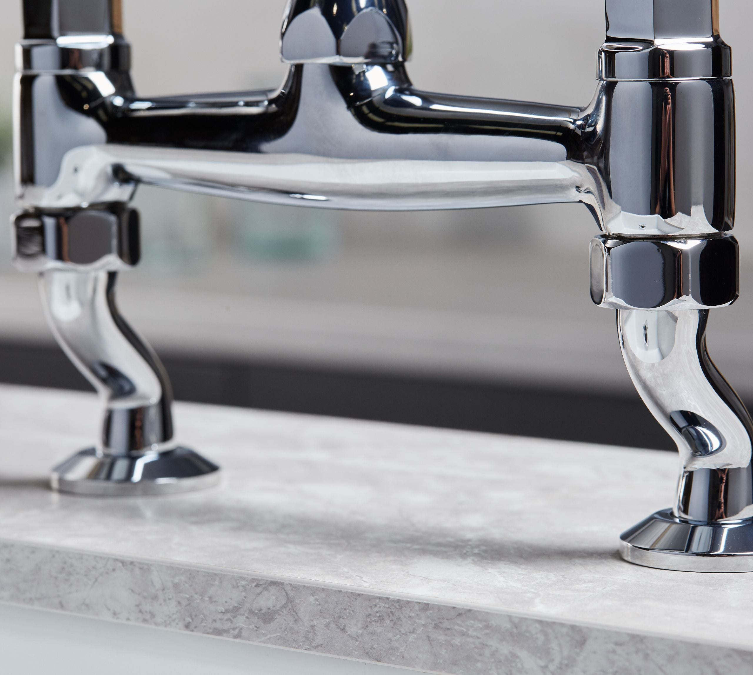 Traditional Bridge white cermaic levers sink mixer tap - Chrome