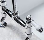 Traditional Bridge white cermaic levers sink mixer tap - Chrome
