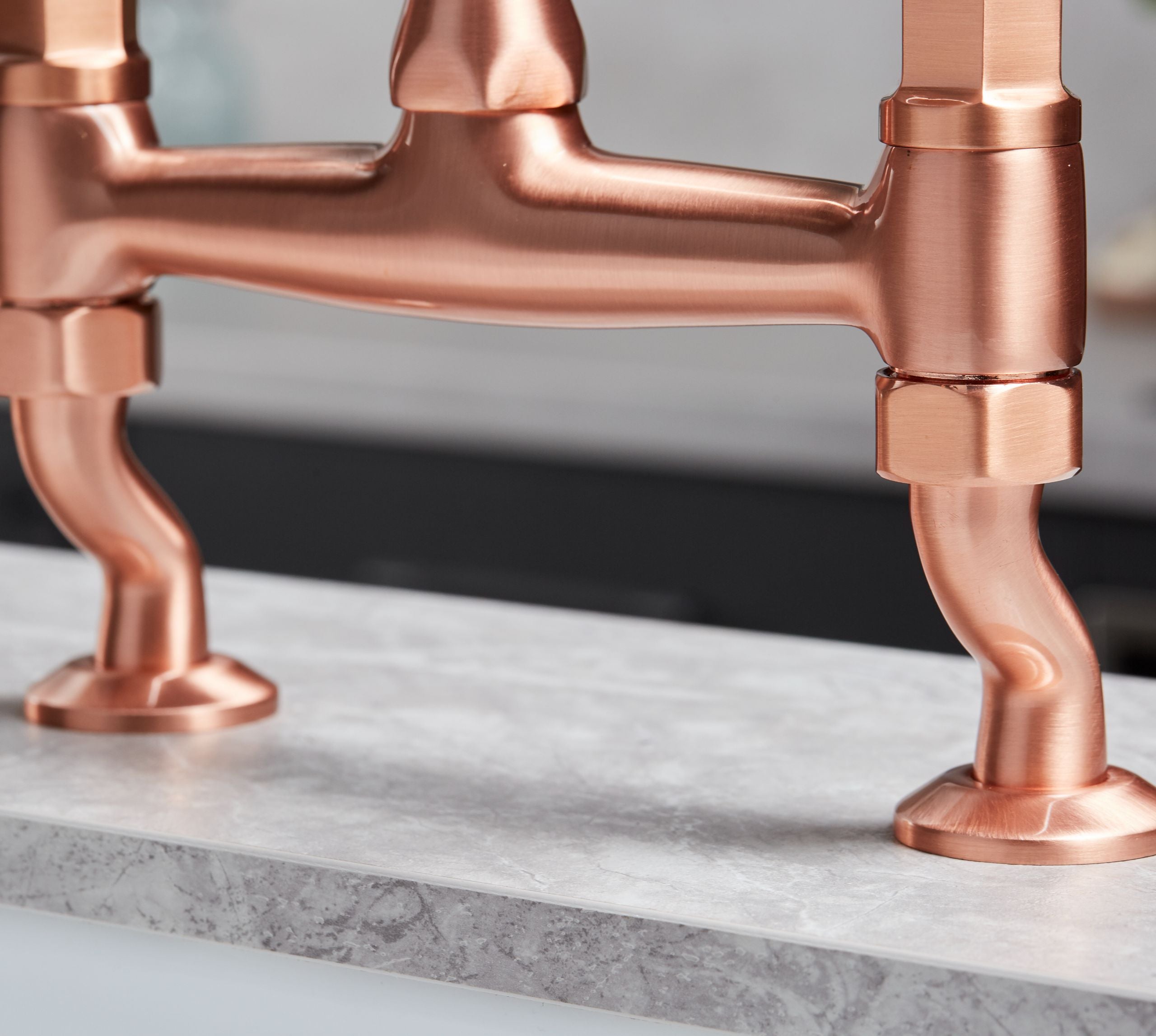 Traditional Bridge white ceramic lever sink mixer tap - Copper