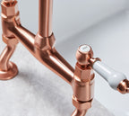 Traditional Bridge white ceramic lever sink mixer tap - Copper
