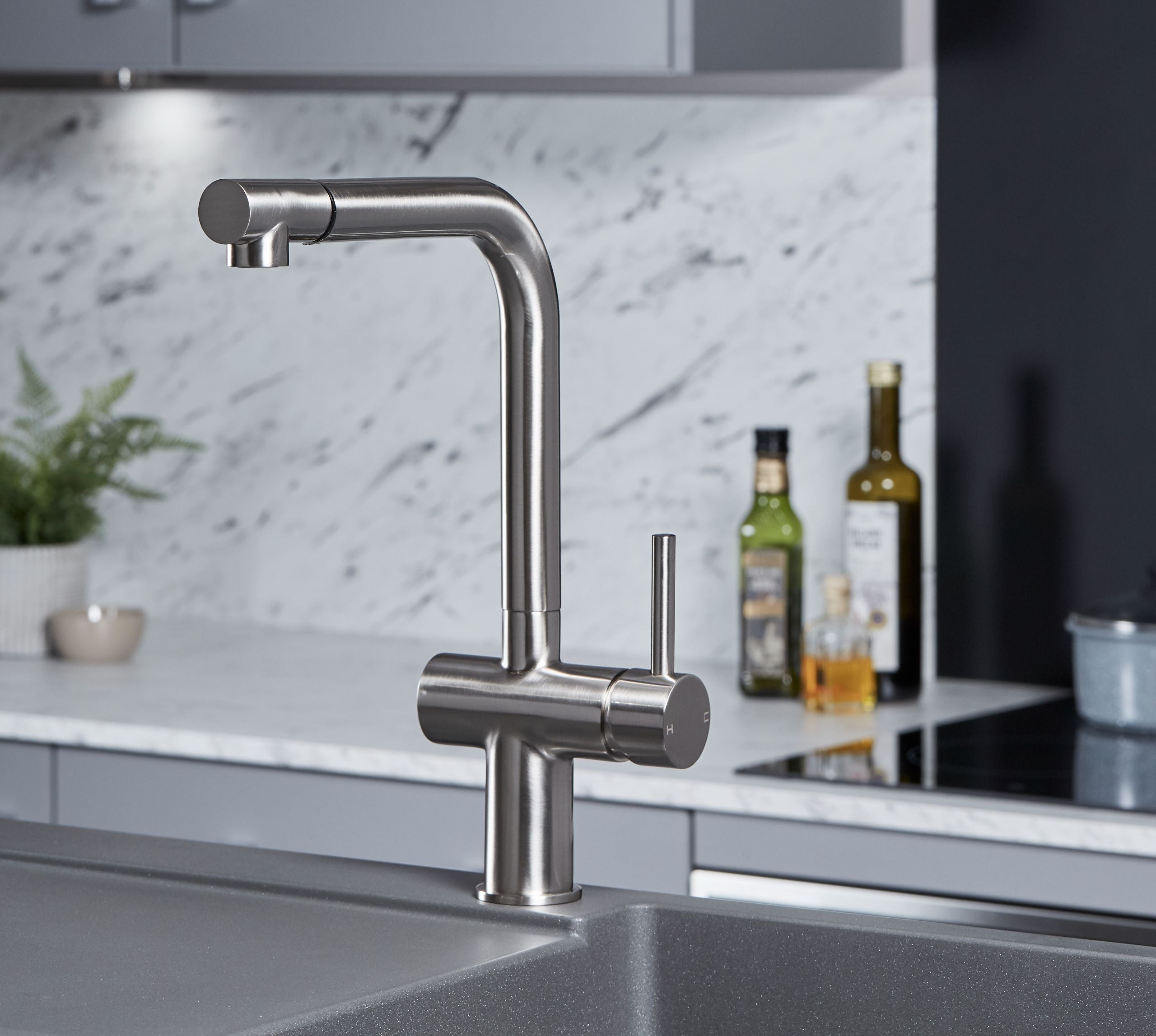 Ingleton L Shaped Single Lever Handle Pull Out - Brushed Nickel