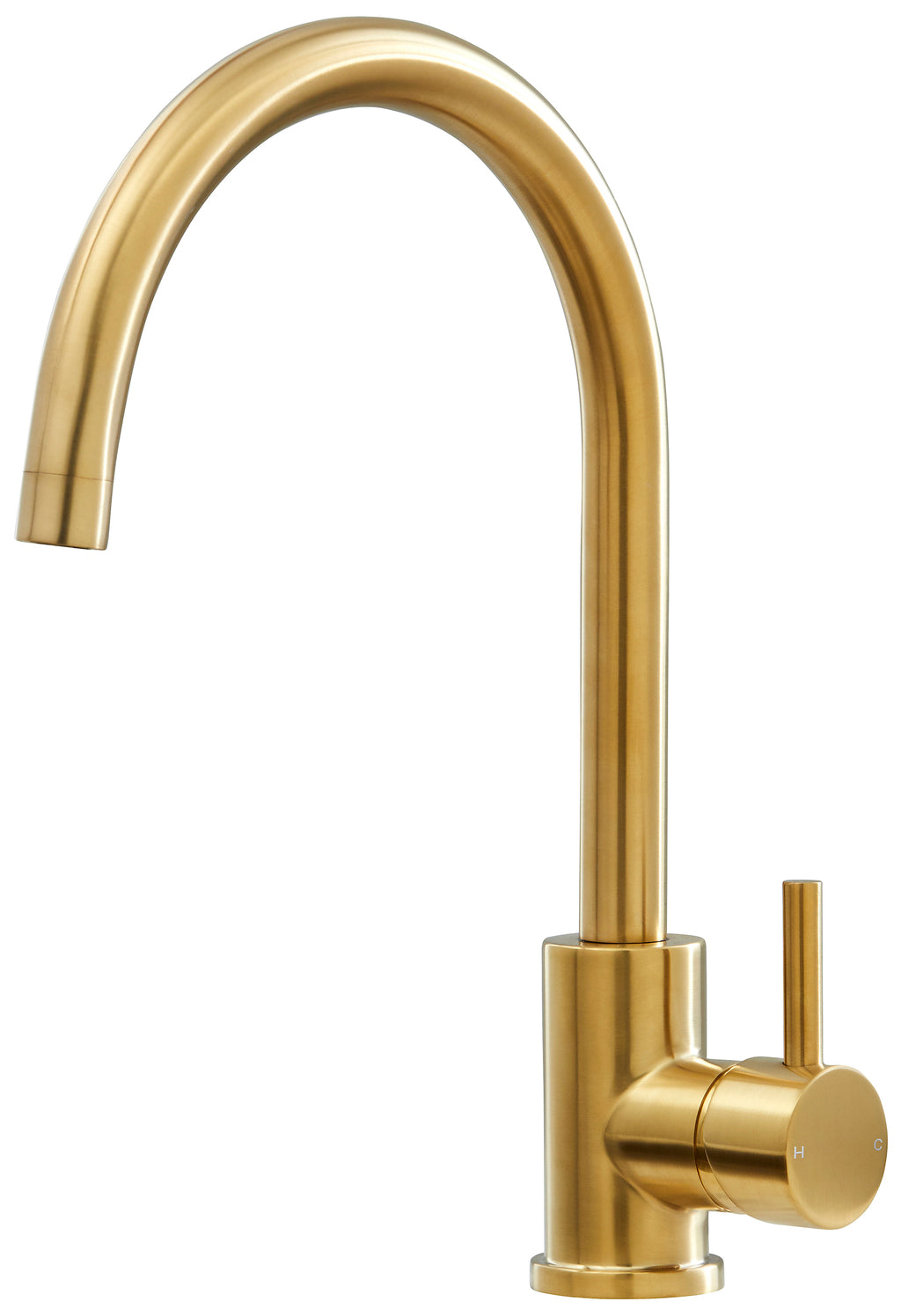 Elera Single Lever Swan Neck Mono Bloc Tap - Brushed Brass