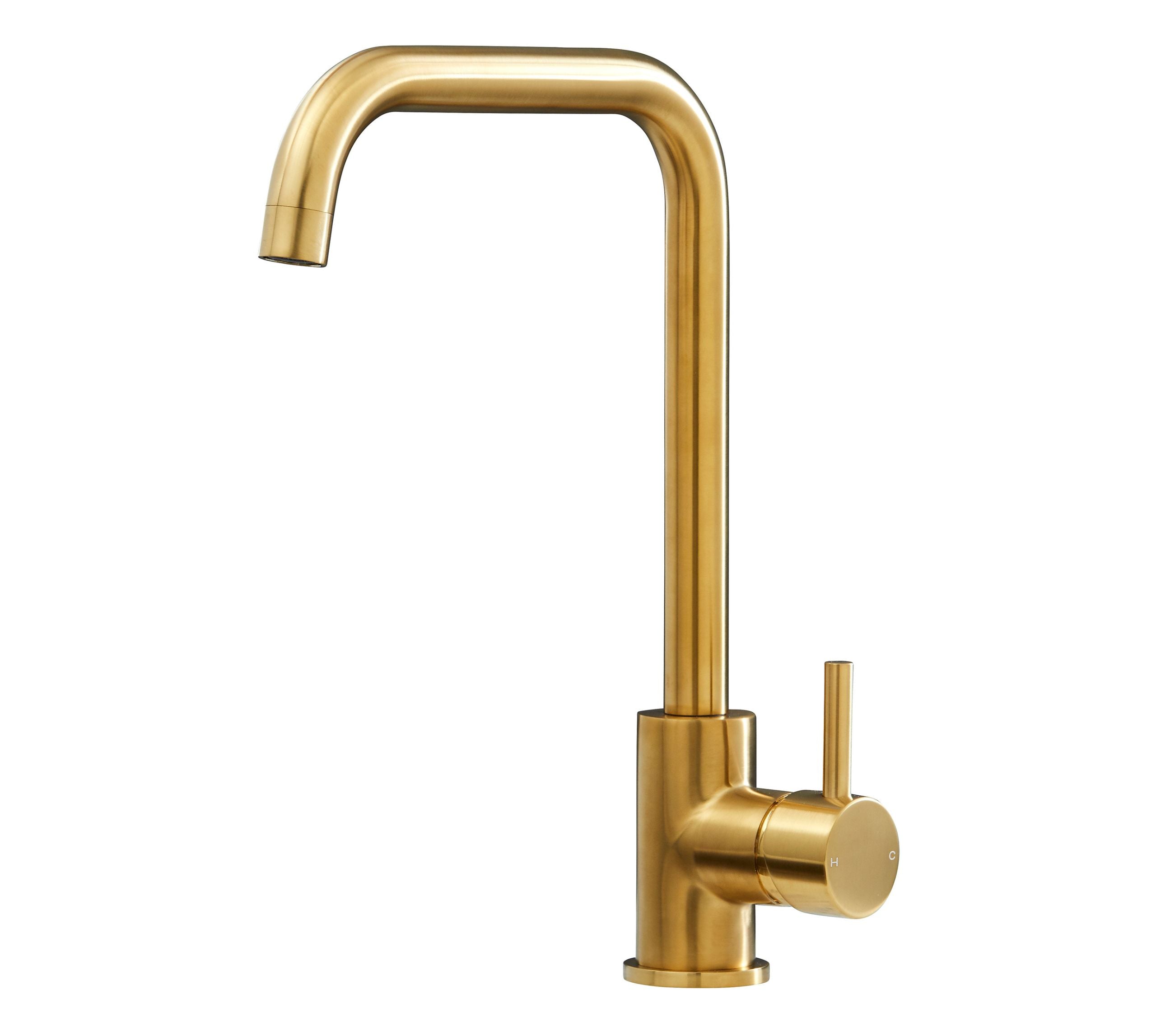 Elera D Single Lever D Shaped Mono Bloc Tap - Brushed Brass