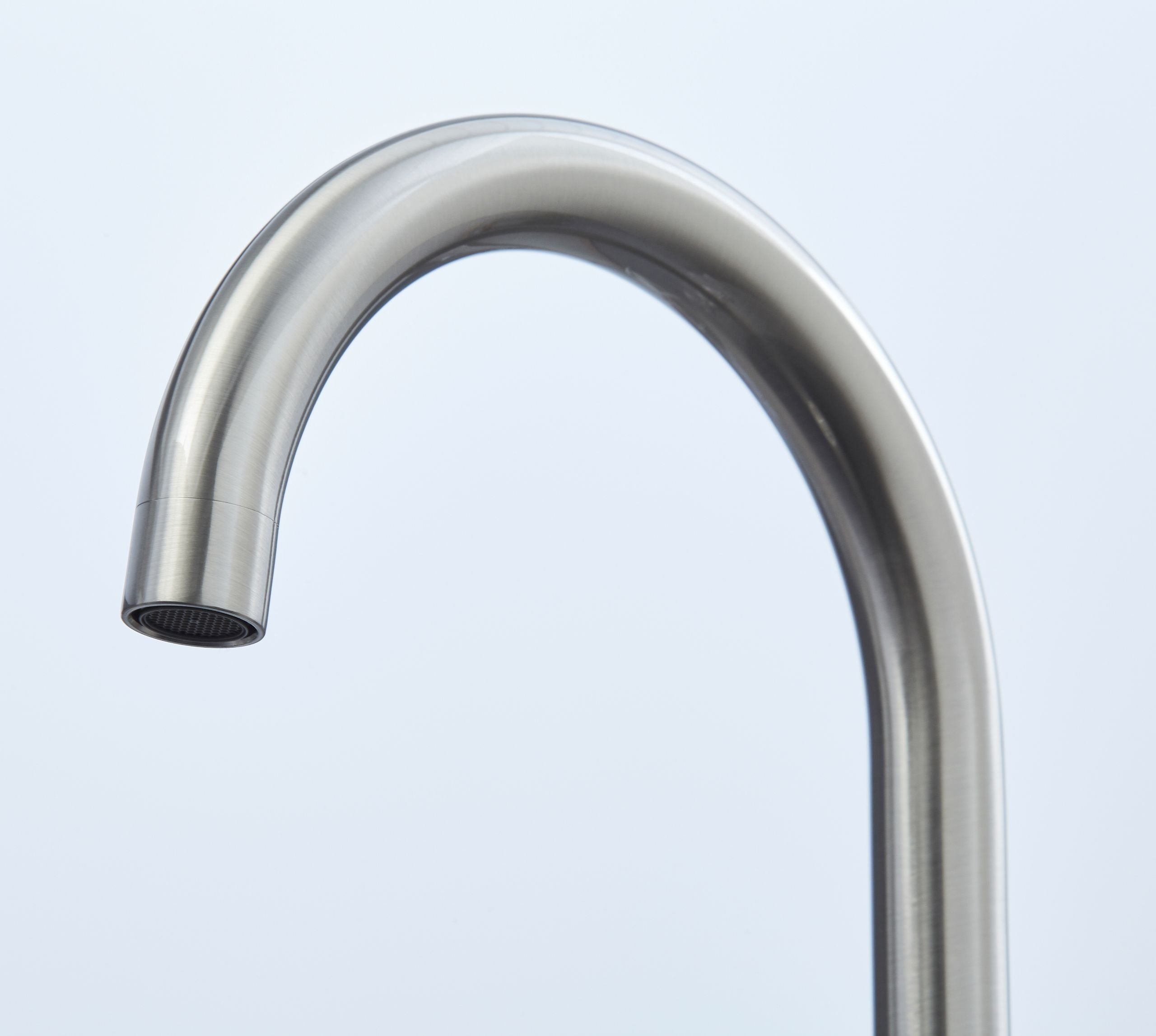 Imperial Twin Lever Traditional Style Swan Neck Mono Bloc Tap - Brushed Nickel with White Levers