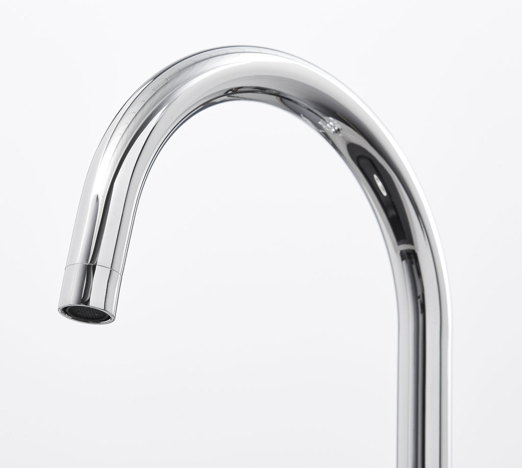 Imperial Twin Lever Traditional Style Swan Neck Mono Bloc Tap - Chrome with white handles
