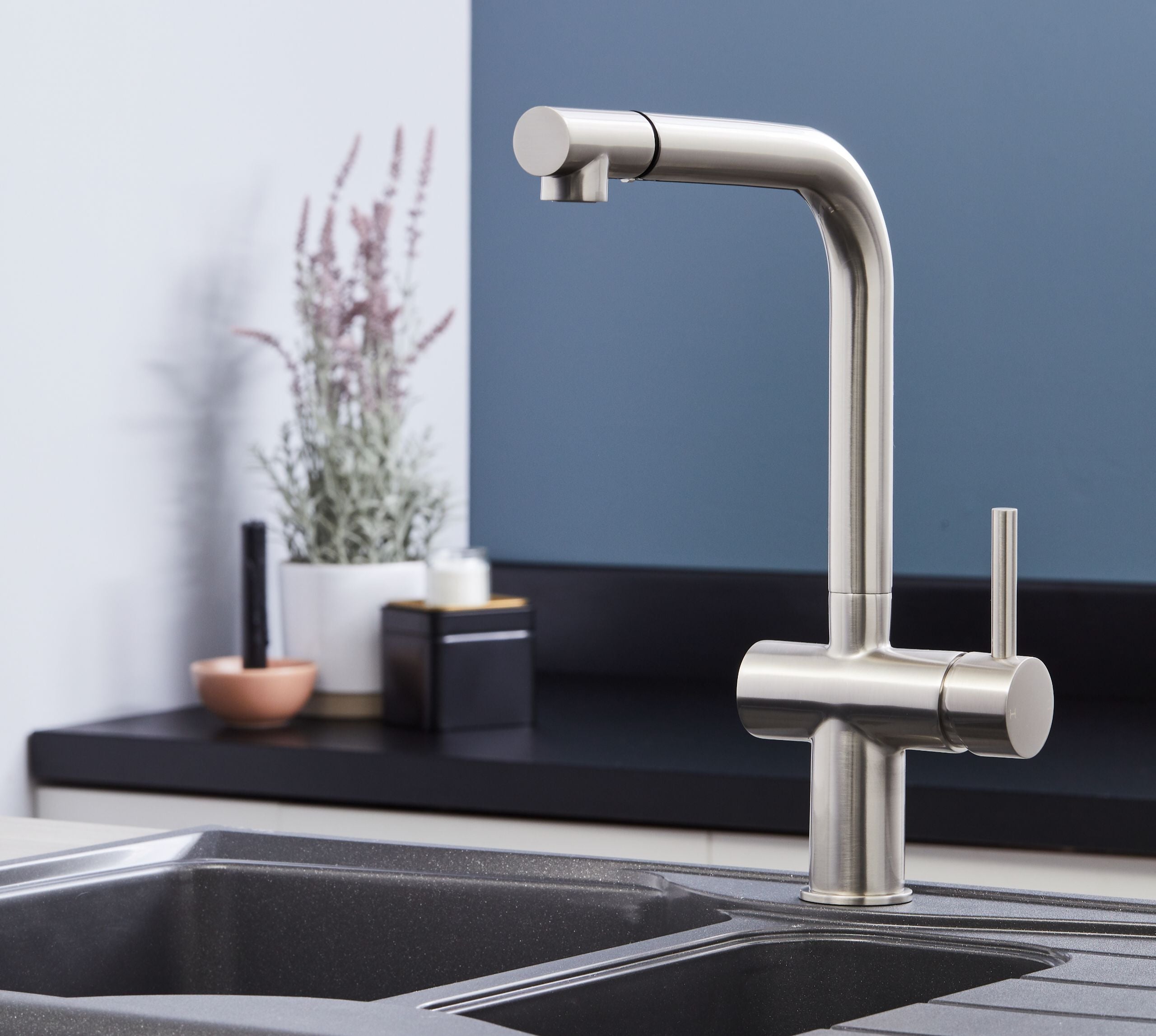 Ingleton L Shaped Single Lever Handle Pull Out - Brushed Nickel