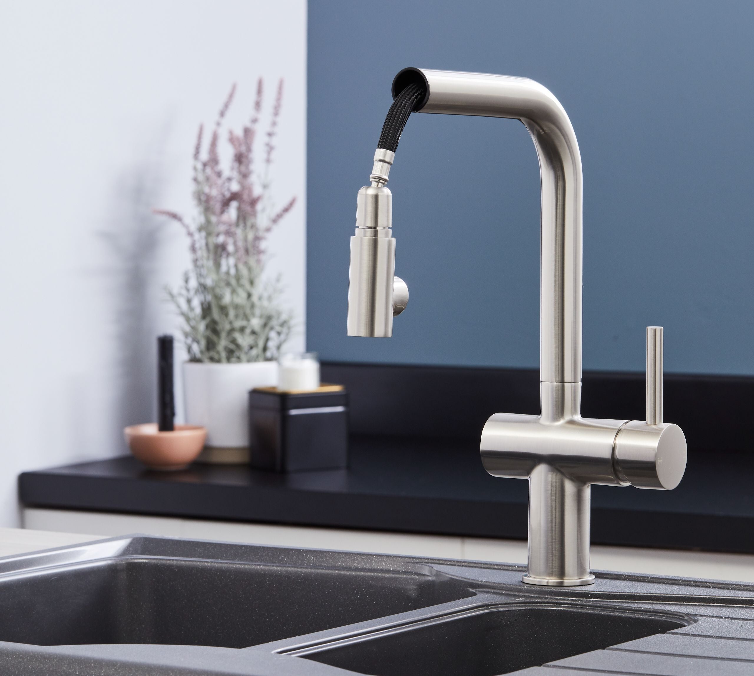 Ingleton L Shaped Single Lever Handle Pull Out - Brushed Nickel