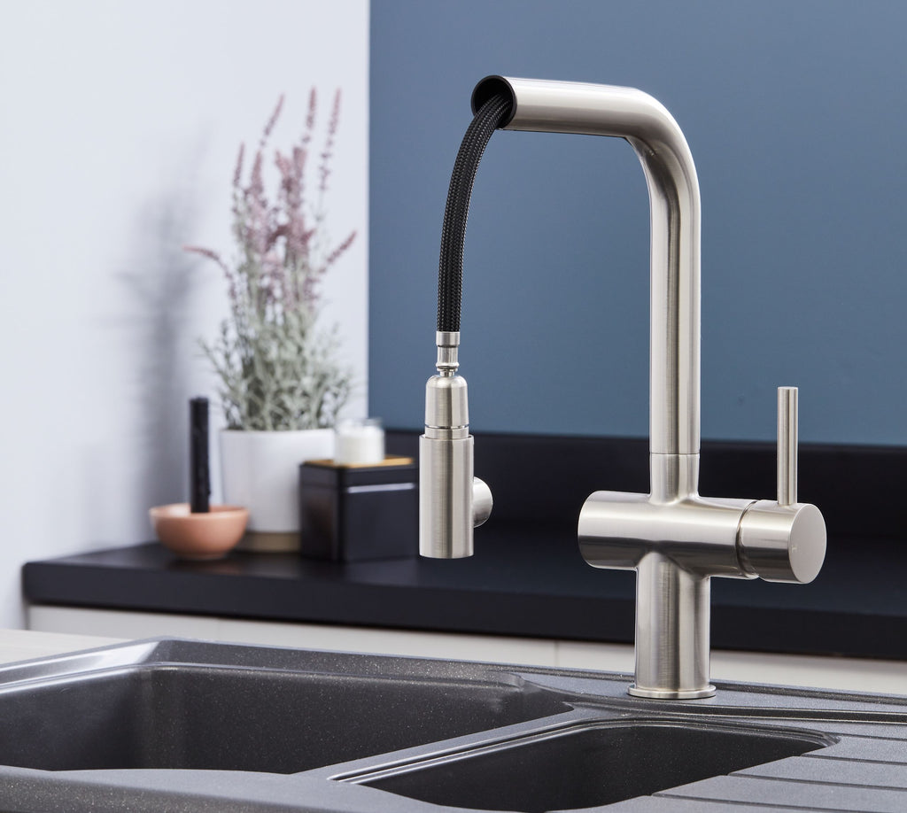 Ingleton L Shaped Single Lever Handle Pull Out - Brushed Nickel