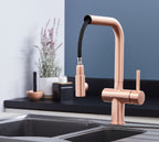 Ingleton L Shaped Single Lever Handle Pull Out - Copper