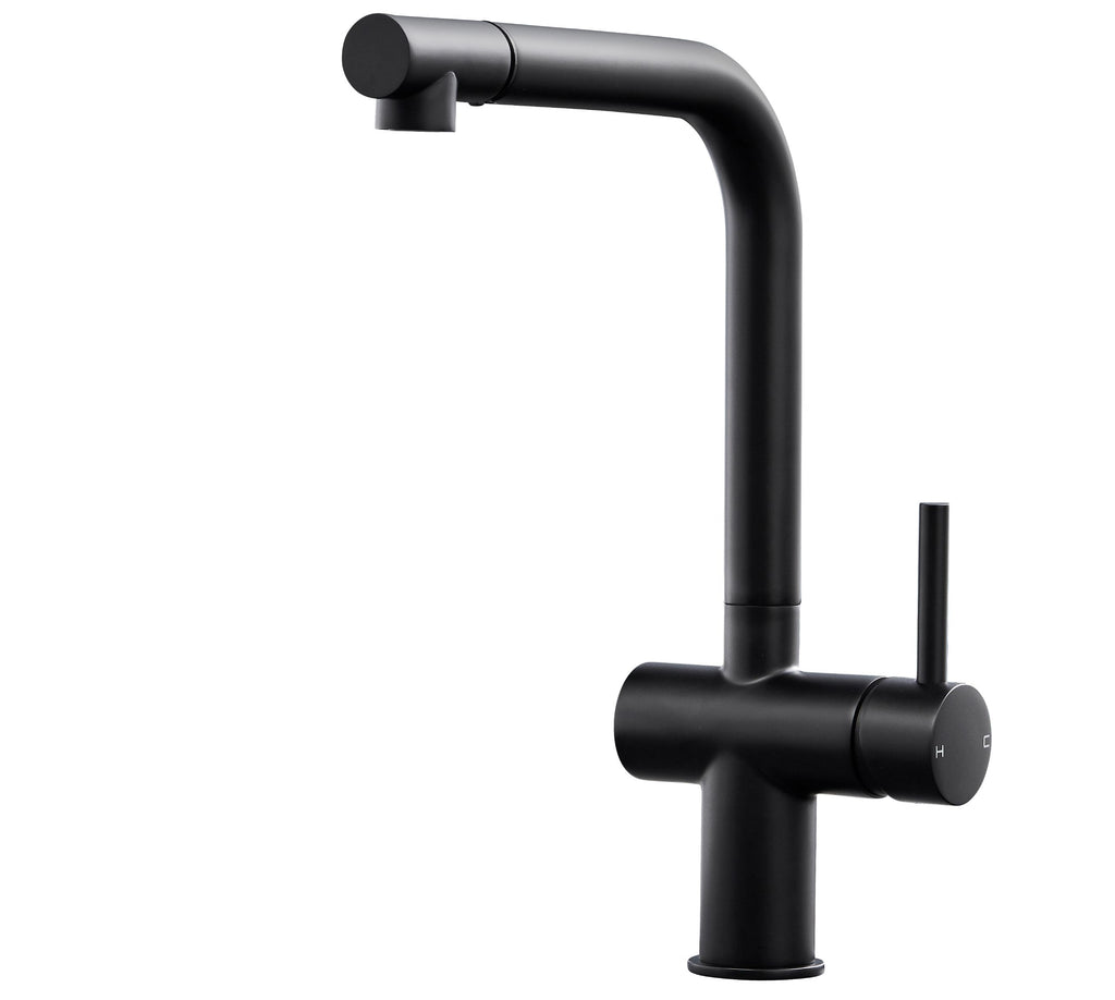 Ingleton L shaped Single Lever Handle Pull Out - Matt Black