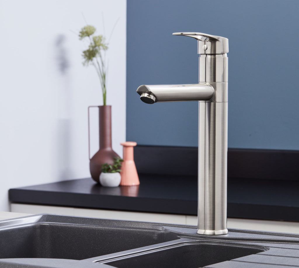 Aysgarth Mono Bloc Single Top Lever, Round Body Tap - Brushed Nickel