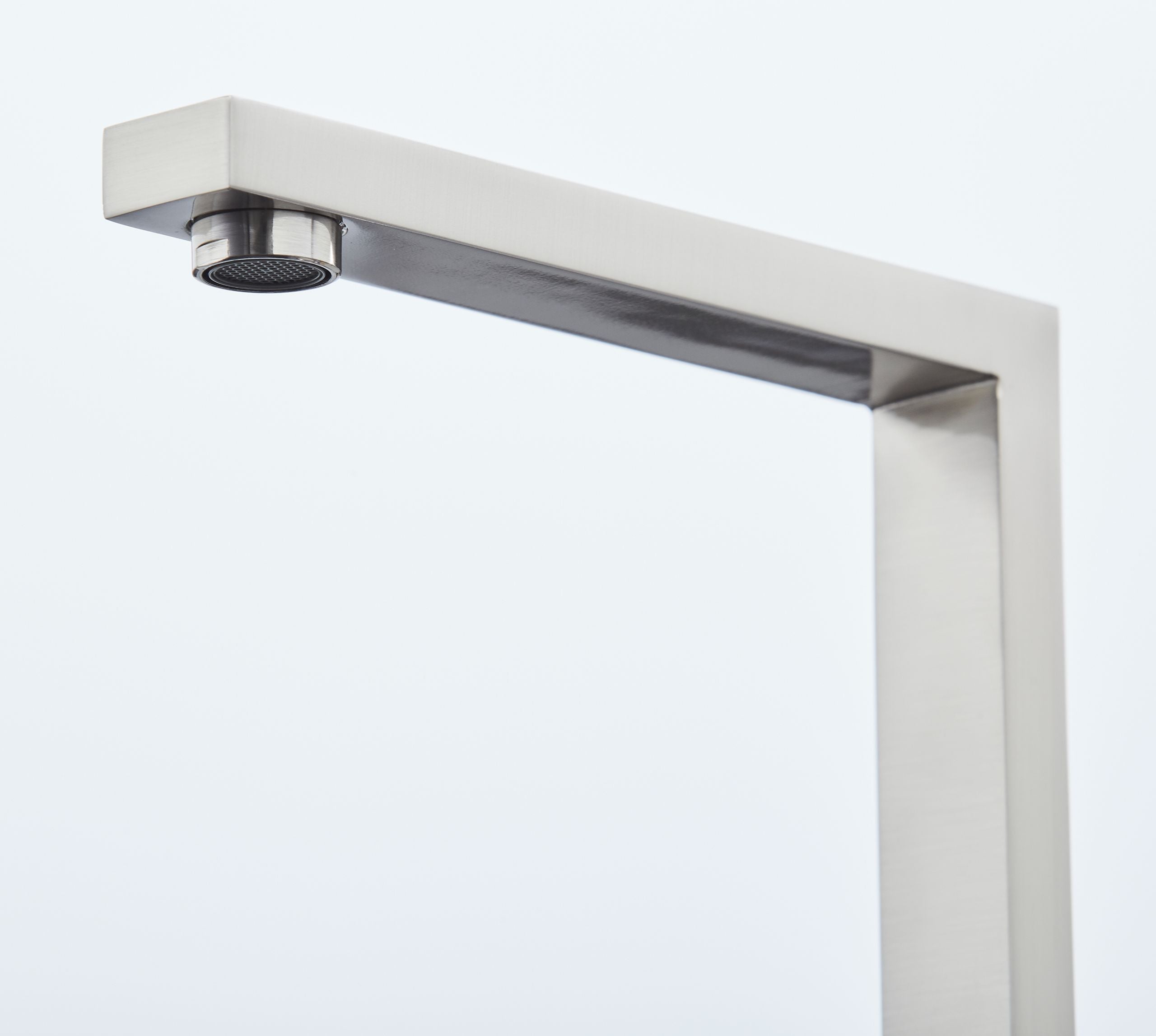 Ayton Mono Bloc with twin Flat Handles and Square spout - Brushed Nickel