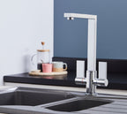 Ayton Mono Bloc Twin Flat Handle Square Spout - Chrome